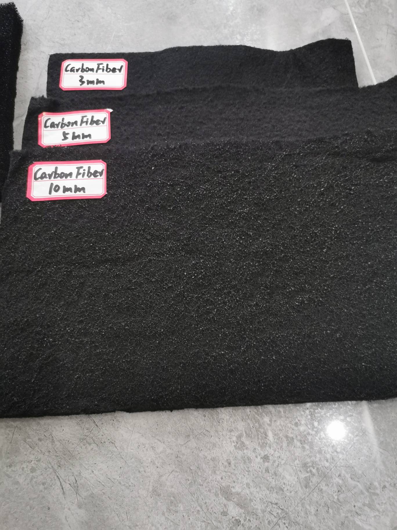 Samples of CARBON FIBER, CARBON FOAM and FOAM